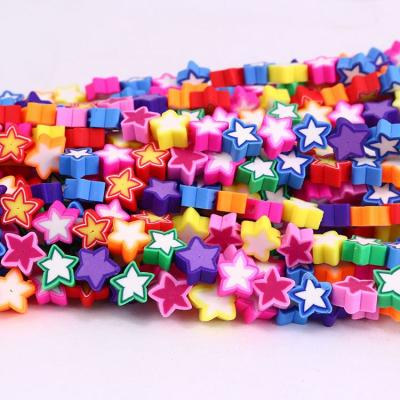 China For Making Bracelet And Necklace Wholesale, Hot Sale Clay Jewelry Supplies Rainbow Polymer Colorful Clay Star Jewelry Spacer Beads for sale