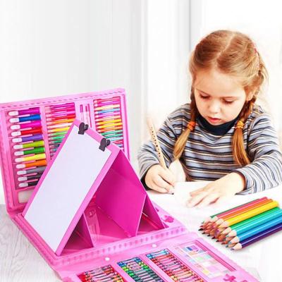 China Wholesale Quality 208 Pcs Daily Planner Hardcover Book Drawing Tools Art Painting Box Pen Set Student Children Kids Watercolor Set for sale