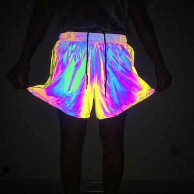 China European and American Popular Rainbow Shorts INS QUICK DRY Thoughtful Ladies Loose Wide Leg Pants Laser Sports Plus Size Shorts for sale