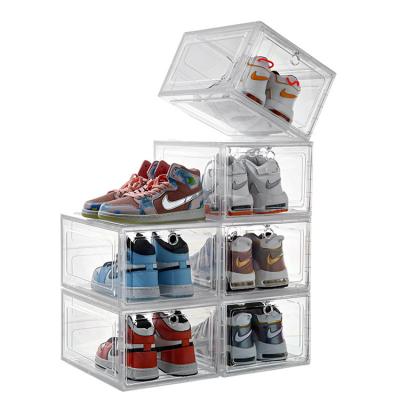 China Sustainable Custom Transparent Box Packaging Stackable Foldable Plastic Acrylic Shoe Box for sale