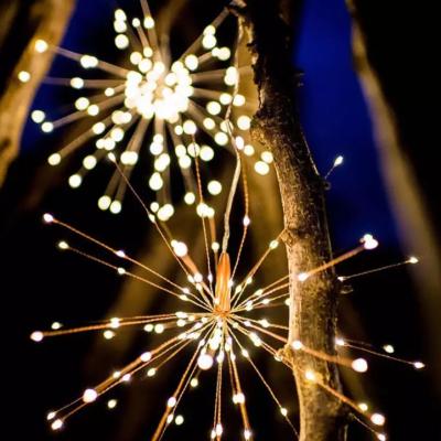 China Waterproof LED Light 8 Function Night Battery Box Explosion Dandelion Lamp Waterproof Remote Control Firework Shaped Copper Wiring Lamp String for sale