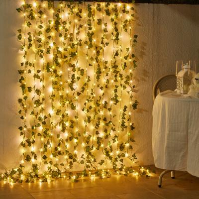 China Outdoor Solar Decorative Green Plants Indoor Decoration LED Garland Lights Strings Wedding Christmas String Lights for Garden for sale