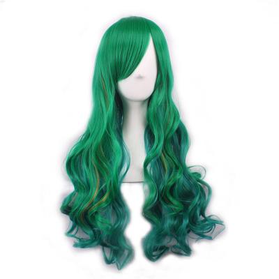 China Wig Diary Long Water Wave Synthetic Wigs/Green Wavy Part/Cosplay Heat Resistant Fake Hair Glueless for sale