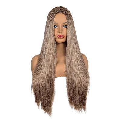 China Wholesale Synthetic Straight Wave Wig Women Cosplay Silky Straight Black Blonde Female Hair Long Wigs for sale