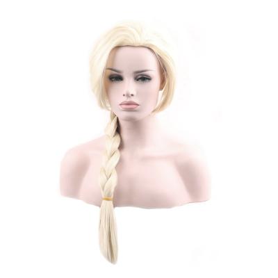 China Water Wave Princess Party Long Single Braids Blonde Heat Resistant Synthetic Hair Wig Anime Cosplay Wigs for sale