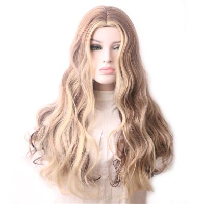 China Water Wave Female Wigs Ombre Blonde Cosplay Wavy Synthetic Wig Heat Resistant Colored Hair Long for sale