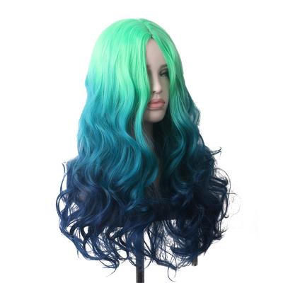 China Water Wave Curly Colorful Wigs For Women Long Ombre Hair Synthetic Wig Cosplay Anime for sale