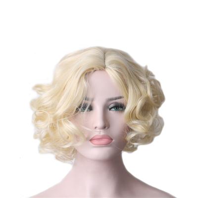 China Cheap Blonde Bob Heat Resistant Synthetic Spring Curl Cosplay Wigs For Women Curly Hair Short Wig for sale