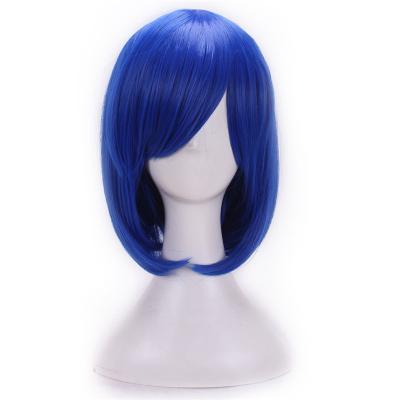 China Cheap Women Silky Straight Heat Resistant Synthetic Hair Short Wave Wigs With Bangs Cosplay Bob Wig for sale