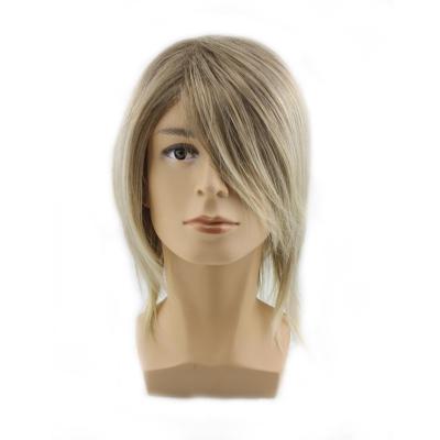 China Blonde Silky Straight Man Synthetic Hair Boy Color Mix Wave Blonde Male Wig For Men Short Cosplay Wigs for sale