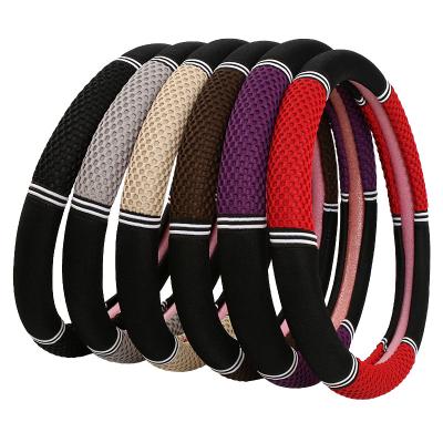 China Competitive Price Universal Leather Carbon Fiber Six Sections Eco-friendly Ice Silk Steering Wheel Cover en venta