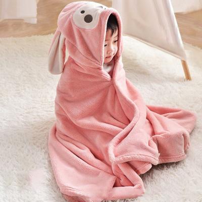 China Viable Microfiber Coral Fleece Hooded Children Bath Towel Baby Bathrobe Quick Dry Cartoon Beach Bath Towel With Hood for sale