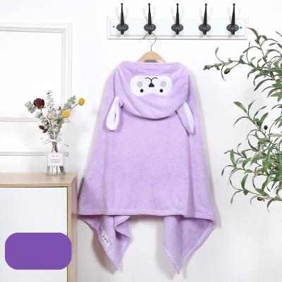 China Cute Viable Cartoon Animal Coral Fleece Microfiber Blankets Bathrobe Kid Shape Hooded Poncho Towel for sale