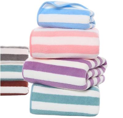 China Sustainable Factory Wholesale Soft And Comfortable Absorbent Microfiber Hand Bath Striped Towel 35*75cm for sale