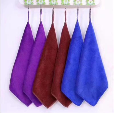 China Sustainable Retail Microfiber Cellulose Color Square Microfiber Kitchen Towels Car Care Hanging Hand Towel For Sale à venda