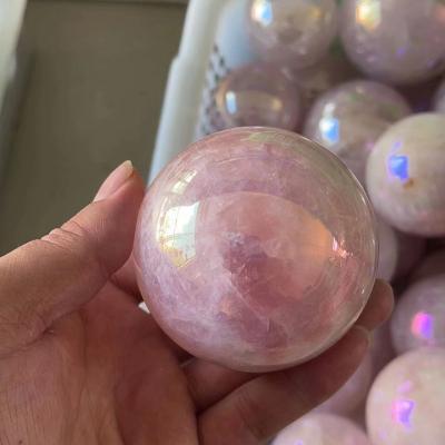 China 2022 Hot Sale China Gemstone Sphere Natural Magic Sphere Aura Rose Quartz Healing Sphere Ball for sale