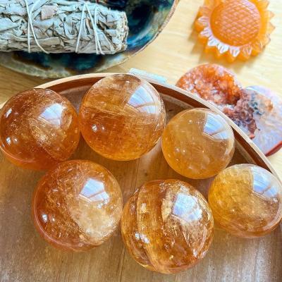 China Natural Polished Rainbow Honey Calcite Crystal Honey Calcite Quartz Crystal Sphere China Large Honey Calcite Sphere Rainbow for sale