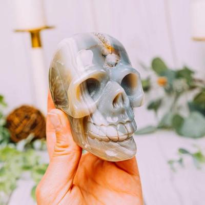 China Europe& US Factory Product Druzy Agate Large Hand Made Skulls Hand Carved Geode Head Skulls for sale