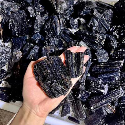 China Wholesale Natural Raw Black Tourmaline Group Crystal Europe Rough Natural Black Quartz Tourmaline Crystal From Brazil for sale