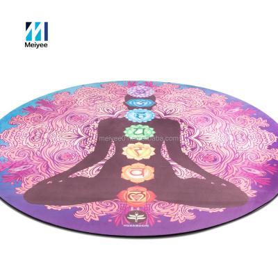 China Waterproof Custom Digital Printing Natural Rubber Microfiber Surface Round Circle Circle Eco-Friendly Yoga Mat for sale