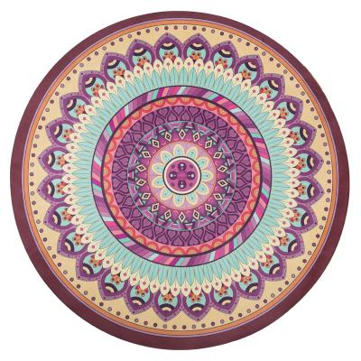 China Biodegradable Natural Rubber Yoga Mat Eco Friendly Custom Printed Logo Circle Non Slip Round Yoga Mat Natural Rubber Suede Surface+ for sale