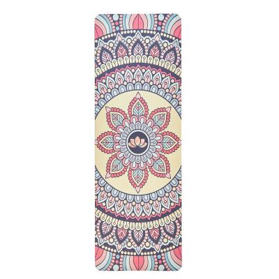 China Custom printed natural rubber travel yoga mat suede anti slip 4mm surface+ natural rubber suede cheap foldable organic eco-friendly yoga mat for sale