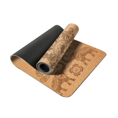 China Extra Large Durable 3mm Logo Print Natural Rubber Cork Slim Custom Yoga Mat Eco-Friendly Exercise Yoga Mat For Pilates, Fitness for sale