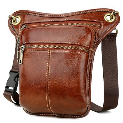 China Kisilk Logo Men's Waist Bag PU Leather Trunk Bag Custom Small Moq Design Mini Crossbody Bag Wholesale Water Proof Vintage Brown for sale