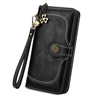 China Factory Waterproof Low Price New Arrive Ladies Fashion Phone Case Women PU Long Zipper Wallets Custom Old Clutch Wallet for sale