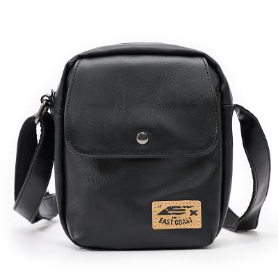 China Multi-pocket Leather Purse Messenger Bags Cross-Body Vintage Bag Vintage PU Shoulder Bag High Quality Mens Soft Black PU Shoulder Handbag for sale