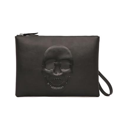 China 2021 Polyester Fashion Design Skull Clutch Bag Large Document Envelope Bag Leather Handbag For Men for sale