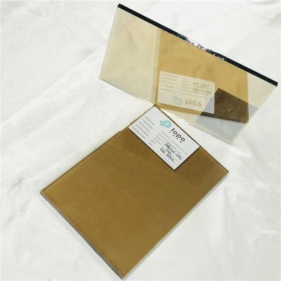 China Euro Light Bronze Glass 5mm Acid Etched Bronze Coated Reflective Window Glass For Wall (R-GT) for sale