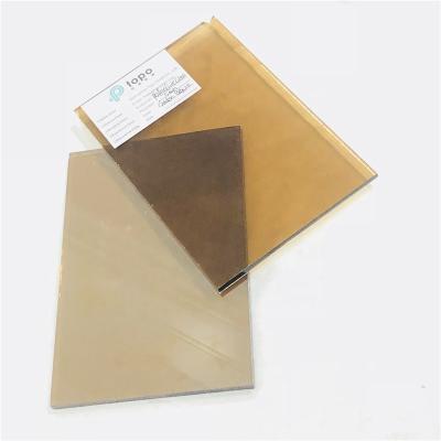 China Hotel 12mm Gold Bronze Coated Reflective Glass Samples 4mm 5mm 6mm 8mm 10mm (RGB) for sale