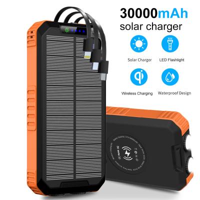 China 2021 High Capacity Charger 30000mAh Solar Power Bank Waterproof Solar Power Bank Magnetic Mobile Power Banks For Mobile Phone for sale