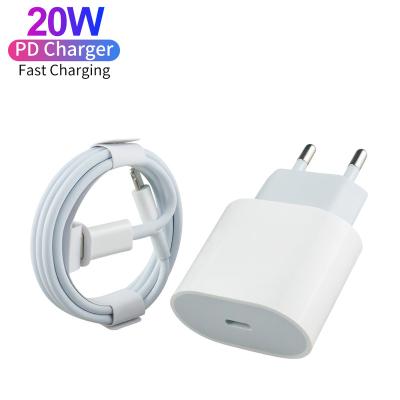 China 20W Mobile Phone Charger and Cable Original PD USB Fast Type C Wall Charger Adapter for Apple iPhone 12 13 Pro USB C Charger 20W for sale