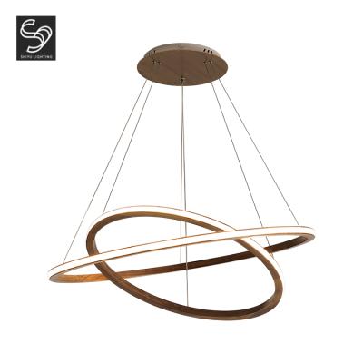 China New Modern Nordic Hotel Design Creative Black Walnut Copper Chandeliers LED Pendant Lighting for sale