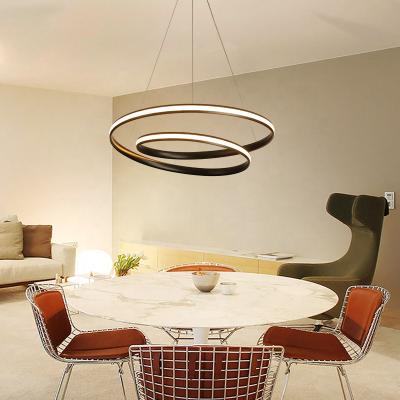 China Home Living Room Simplicity Retro Ring Hanging Round Ball Black Chandelier Led Pendant Lamp for sale