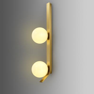 China Contemporary Nordic Copper Luxury Creative Minimalist Light Aisle Wall Lamp Living Room Glass Wall Lamp Bedside Lamp Wall Light for sale