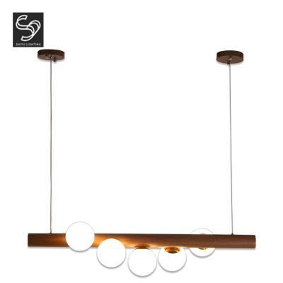 China Modern Design Kitchen G9 Indoor Wood Line Restaurant Wooden Led Pendant Lamp For Home for sale