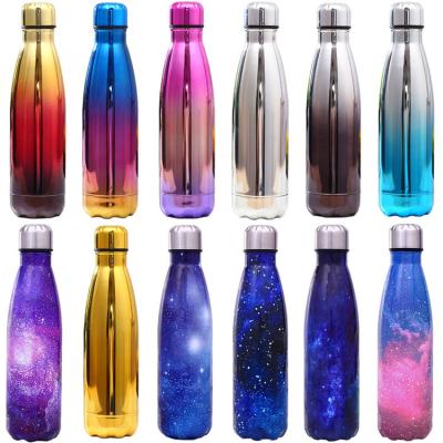 China Outdoor Sports Stainless Steel Sustainable Wall Water Bottle Double Rise Vacuum Insulated Bottle Cola Shaped Water Bottle for sale