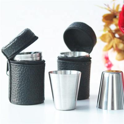 China 4pcs Viable Set Mini Portable Wine Cup Bar Accessories Stainless Steel Shot Glass Cup for sale