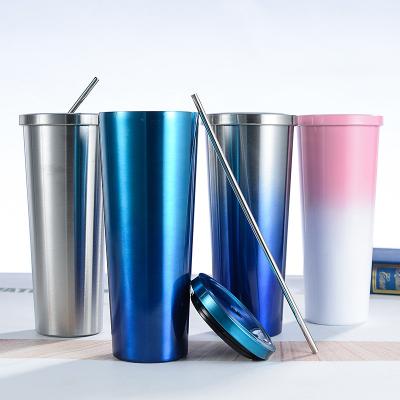 China Matte Black Stainless Steel Tumblers viable 20 oz with Straw And Flip Lid for sale