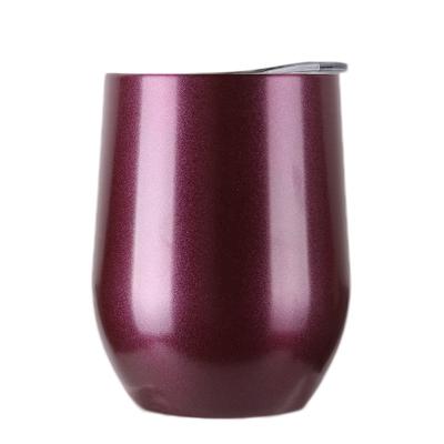 China Sustainable Double Wall Vacuum Insulated Thermal Wine Tumbler With Lids Rose Gold Stemless Stainless Steel Wine Glass Mug 12 oz for sale