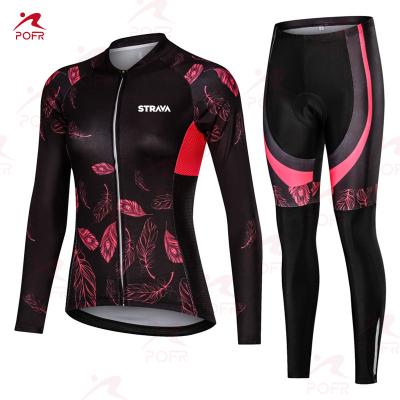 China New Breathable 2021 Autumn Winter STRAVA Long Bike Suit Quick-Drying Women Sleeve Long Suits Tank Tops Sponge Cycling Pad for sale