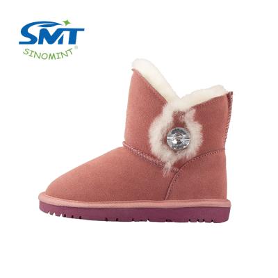 China Popular Pink Rhinestone Children's Snow Boot Sheepskin Winter Snow Boots For Girls for sale