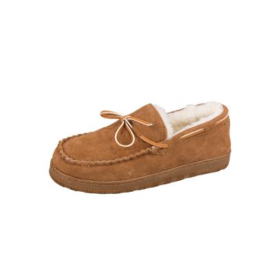 China Winter fashion\comfortable\durable handmade wool lined warm women&men leather moccasin shoes for sale