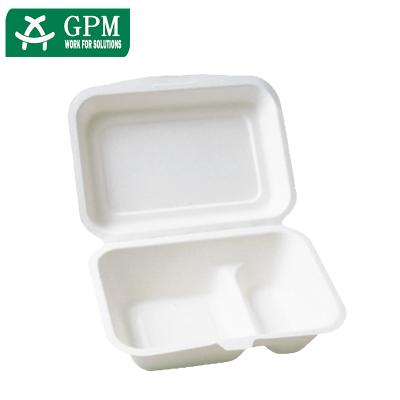 China Biodegradable; .waterproof Bassage pulp molded fiber 100% 9x6inch biodegradable food grade food packing box for sale