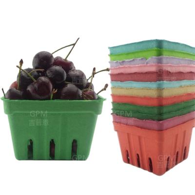 China Sustainable Paper Pulp Molded Fruit Packaging Berry Baskets Tray for sale