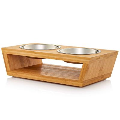 China Automatic Premium Raised Dog & Cat Pet Feeder, Double Bowl Raised Rack comes with extra two stainless steel bowls. for sale