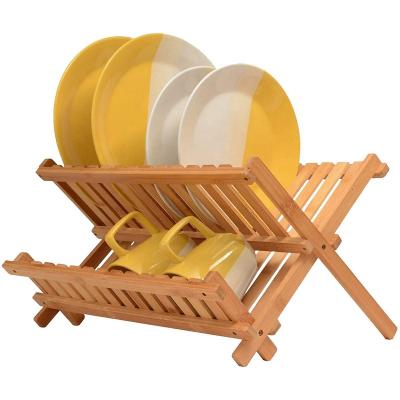 China Sustainable Premium Bamboo Dish Drying Rack - Compact Folding Dish Rack Kitchen Dish Rack for sale